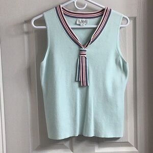 Loft Sleeveless Light Blue Knit Top, Ladies Petite Large, EUC